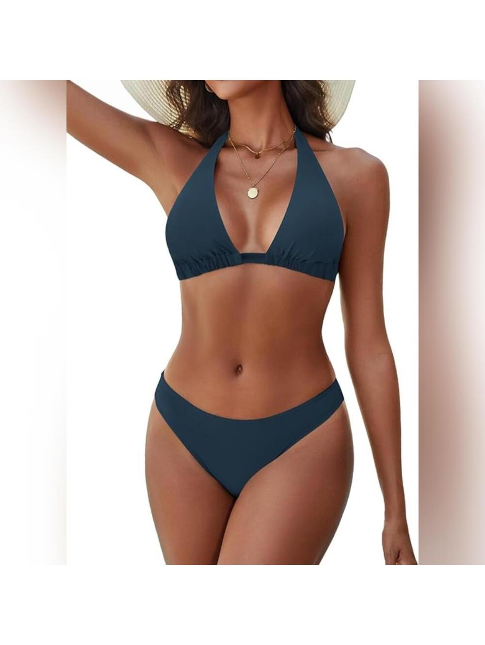 NWT Zojuyozio 2 Piece Halter Triangle Bikini Set Swimsuit, Small (2-4)